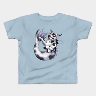 Purrmaid: Black Bicolor Kids T-Shirt